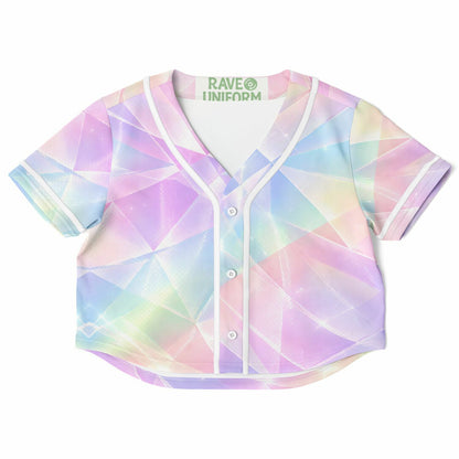 Sherbert Kaleidoscope Cropped Baseball Jersey, front, flat lay