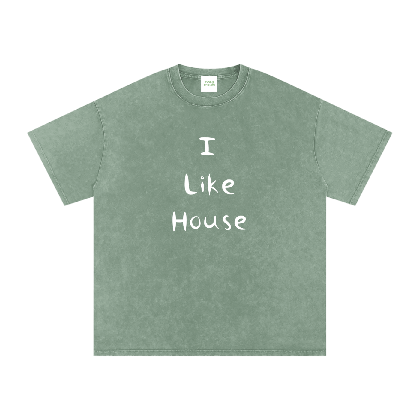 I Like House Oversized Vintage T-Shirt in Bean Green by Rave Uniform