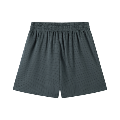 Vinyl Love Mesh Shorts in Gray detail view by Rave Uniform