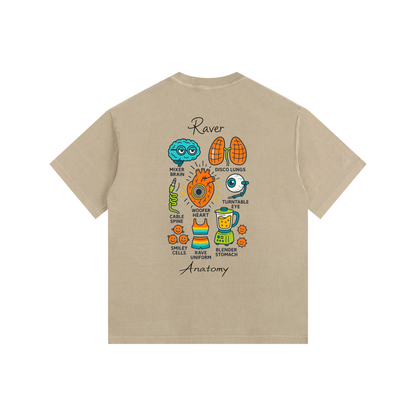 Raver Anatomy Oversized T-Shirt in Khaki alternate view by Rave Uniform