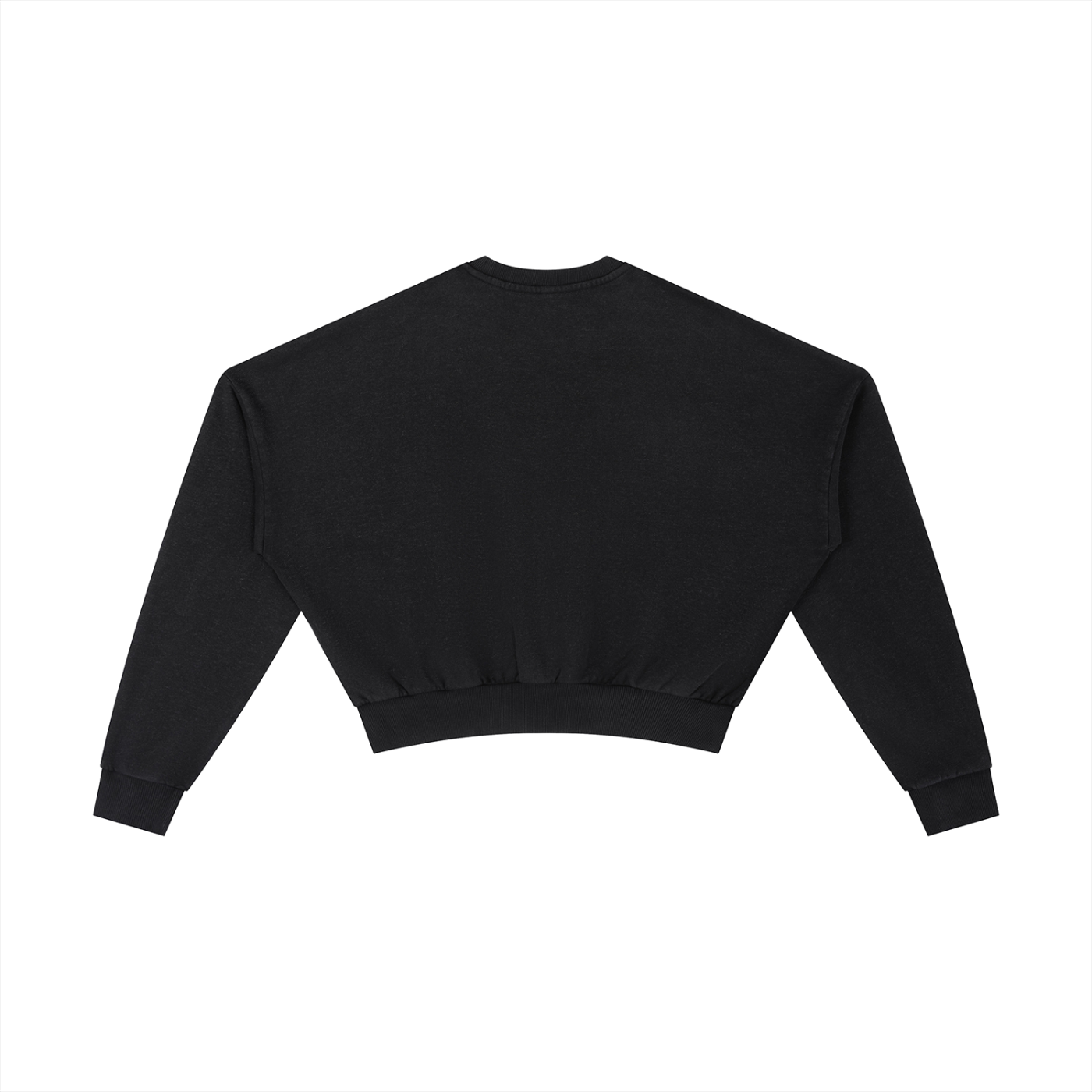 Smiley Cropped Clinched Waist Sweater in Black alternate view by Rave Uniform