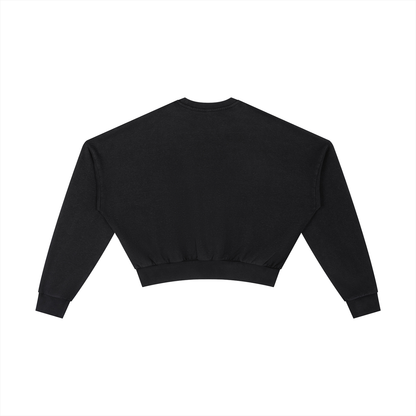 Smiley Cropped Clinched Waist Sweater in Black alternate view by Rave Uniform