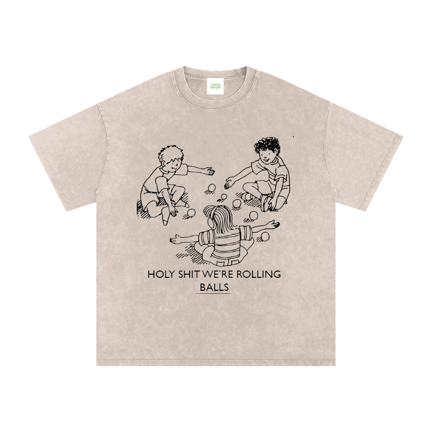 Rolling Balls Oversized Vintage T-Shirt in Apricot by Rave Uniform