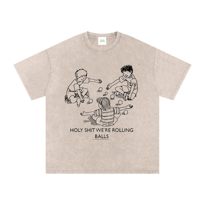 Rolling Balls Oversized Vintage T-Shirt in Apricot by Rave Uniform