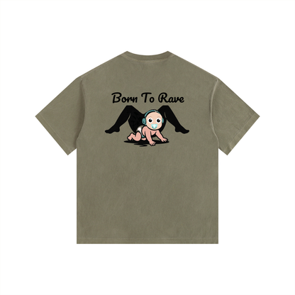 Born to Rave Oversized T-Shirt in Army Green alternate view by Rave Uniform