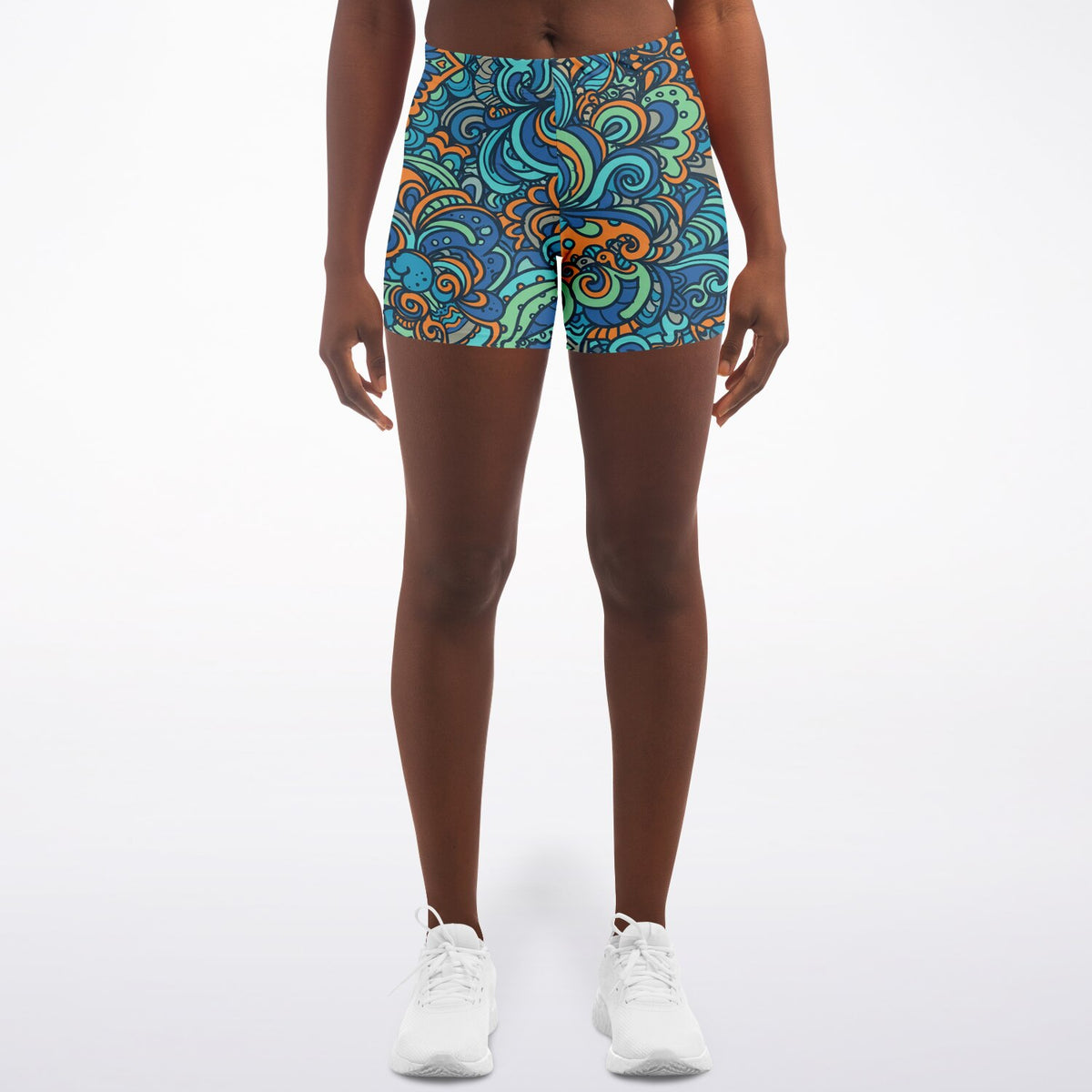 Tropical Island Legging Shorts, front, on model