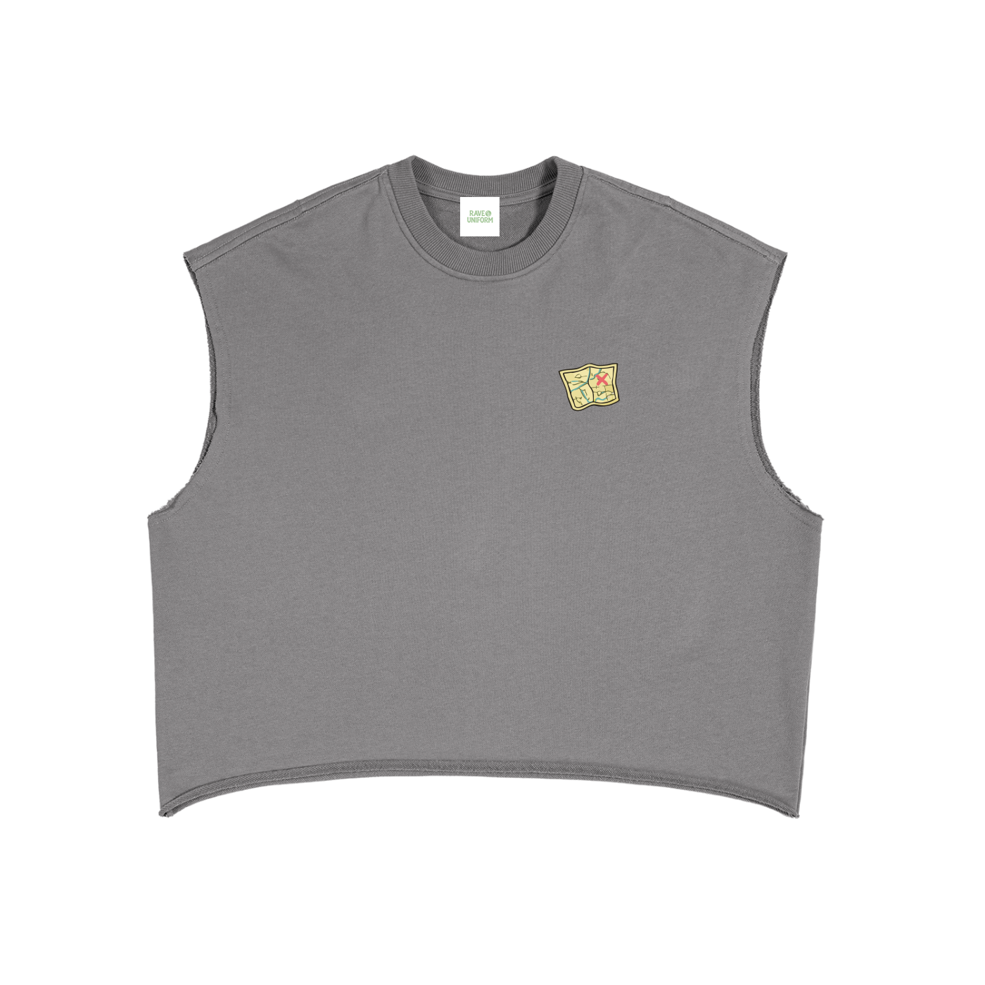 Side Quest Boxy Tank Top in Gray side view by Rave Uniform