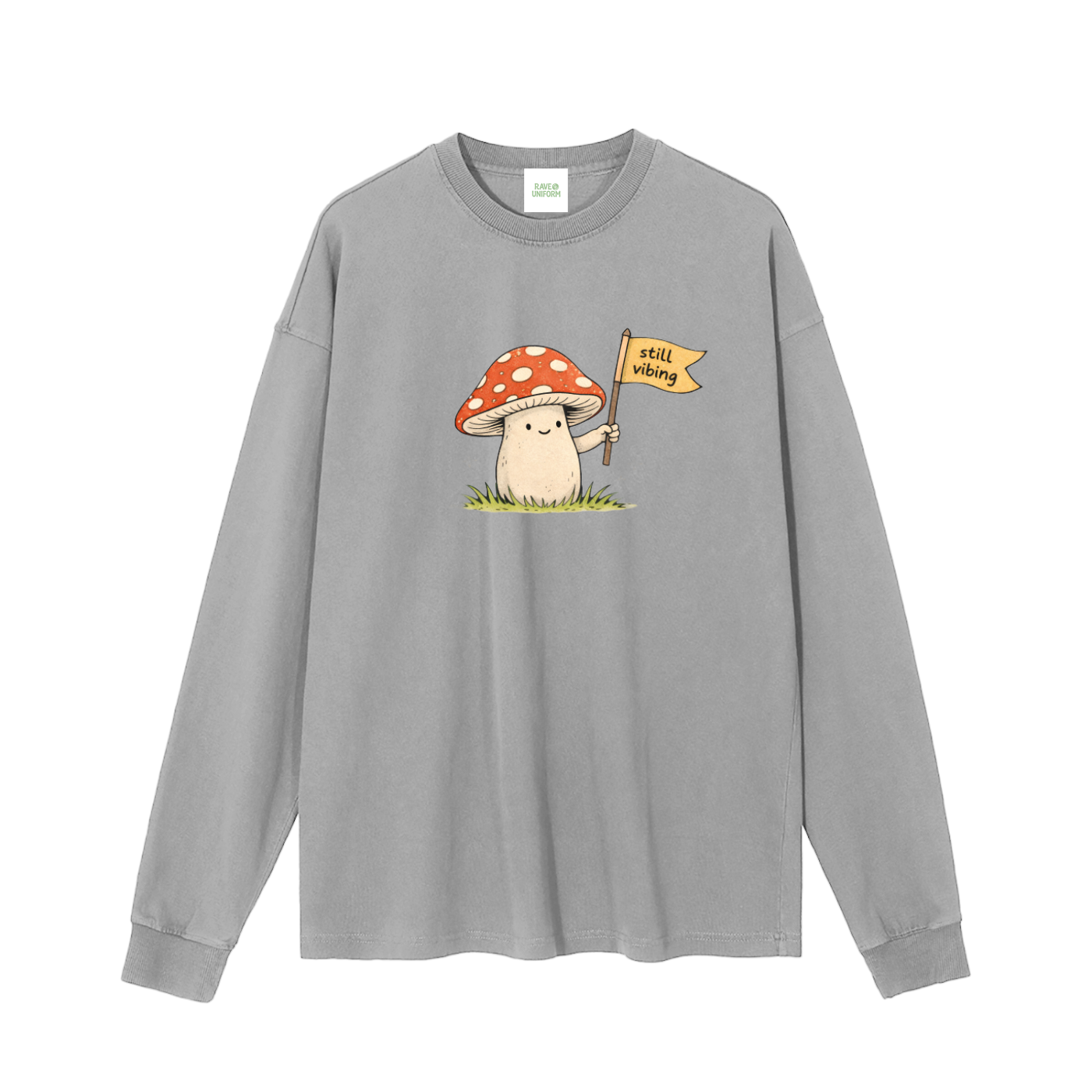 Still Vibin' Long Sleeve T-Shirt in Medium Gray by Rave Uniform