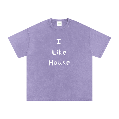 I Like House Oversized Vintage T-Shirt in Light Purple by Rave Uniform