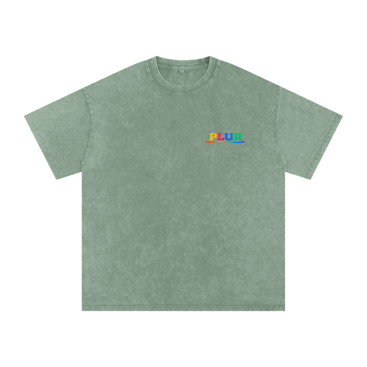 PLUR Oversized Vintage T-Shirt in Bean Green by Rave Uniform