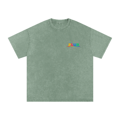 PLUR Oversized Vintage T-Shirt in Bean Green by Rave Uniform