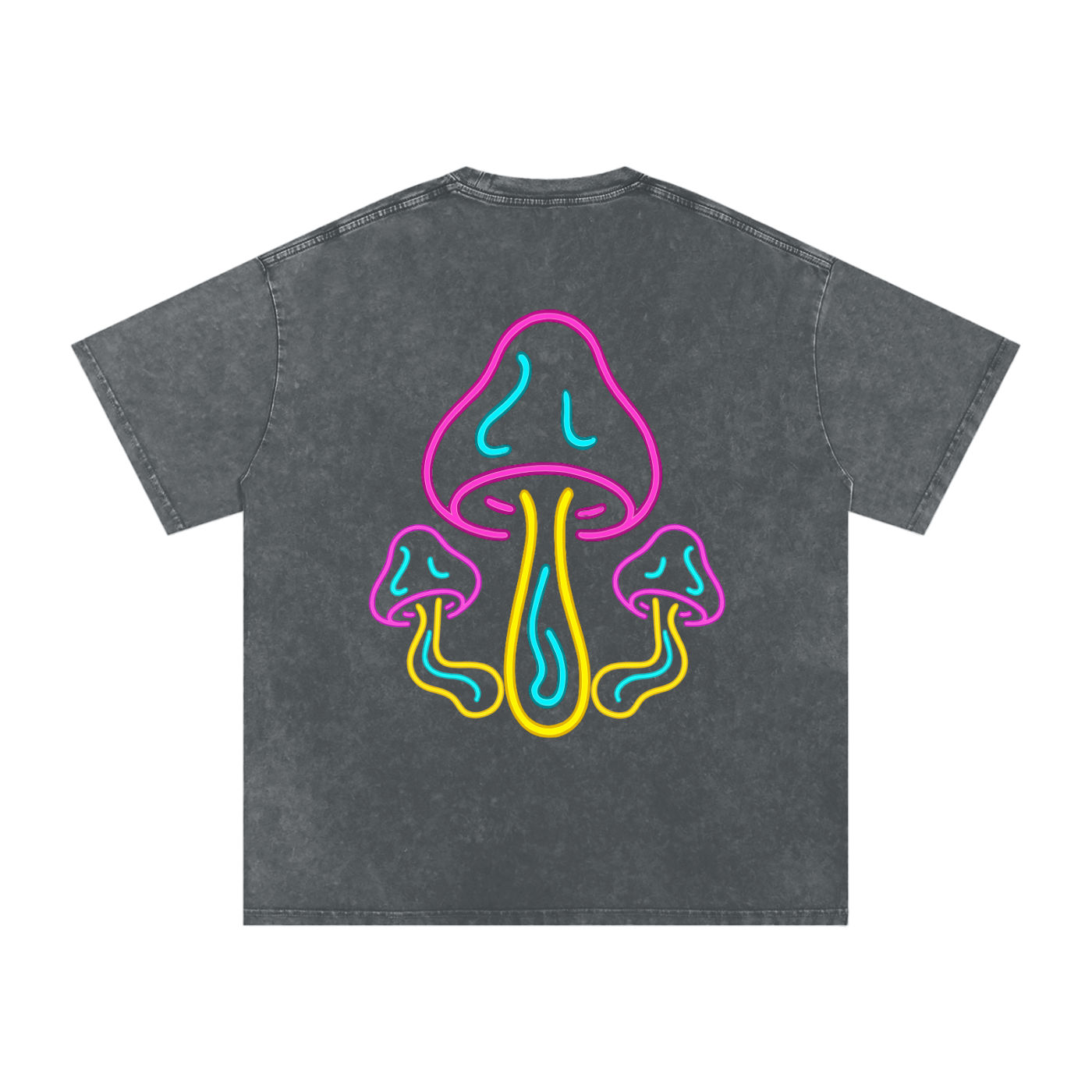 Glowing Mushroom Oversized Vintage T-Shirt in Pirate Gray detail view by Rave Uniform