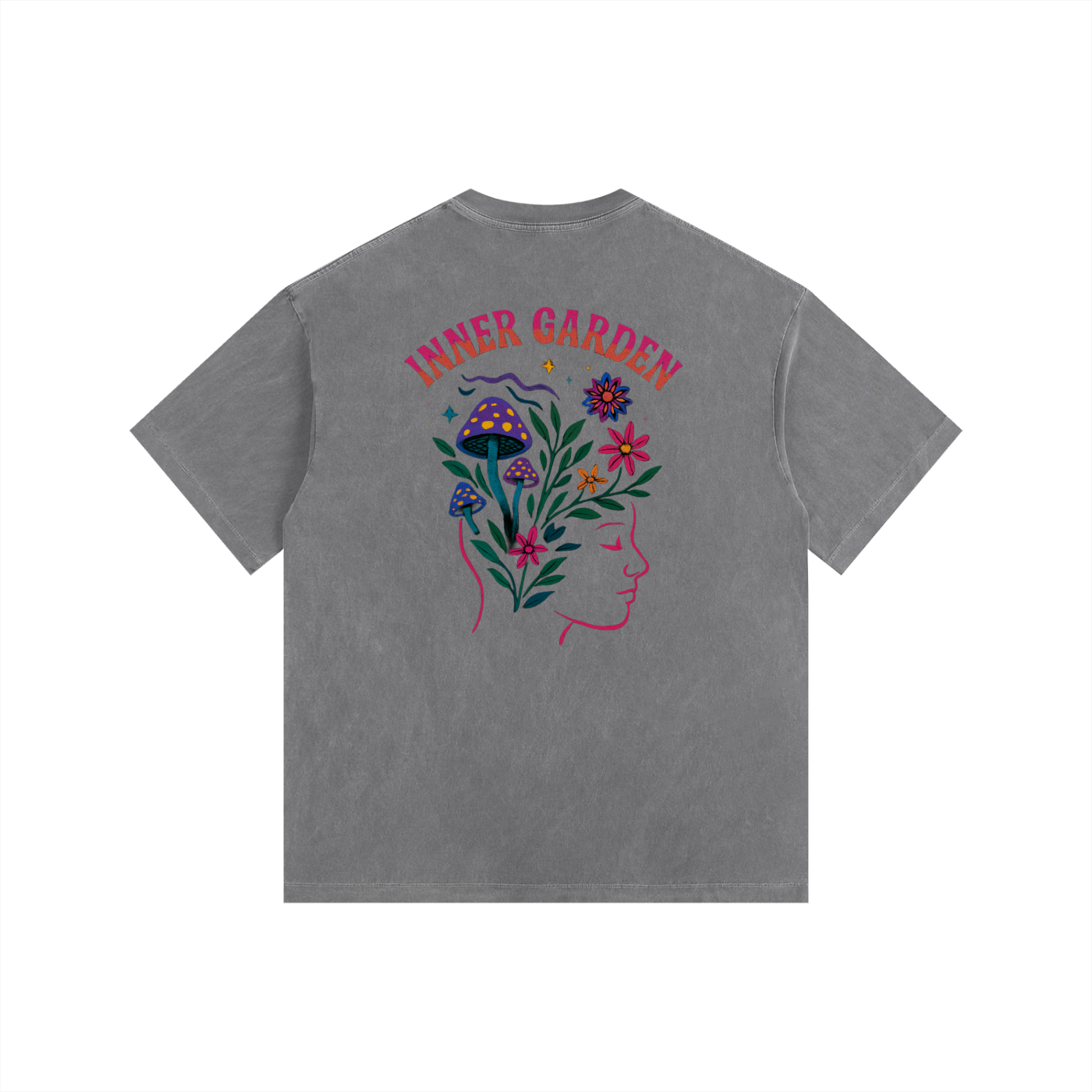Inner Garden Oversized T-Shirt in Gray alternate view by Rave Uniform