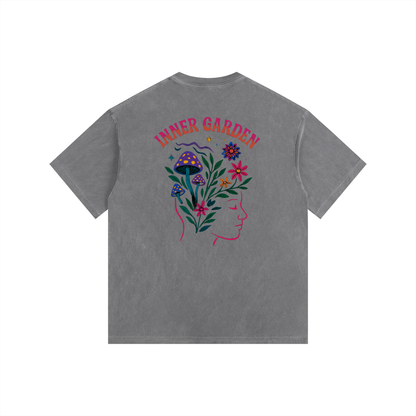 Inner Garden Oversized T-Shirt in Gray alternate view by Rave Uniform