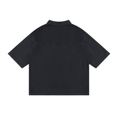 Drop Shoulder Shirt in Black back view by Rave Uniform