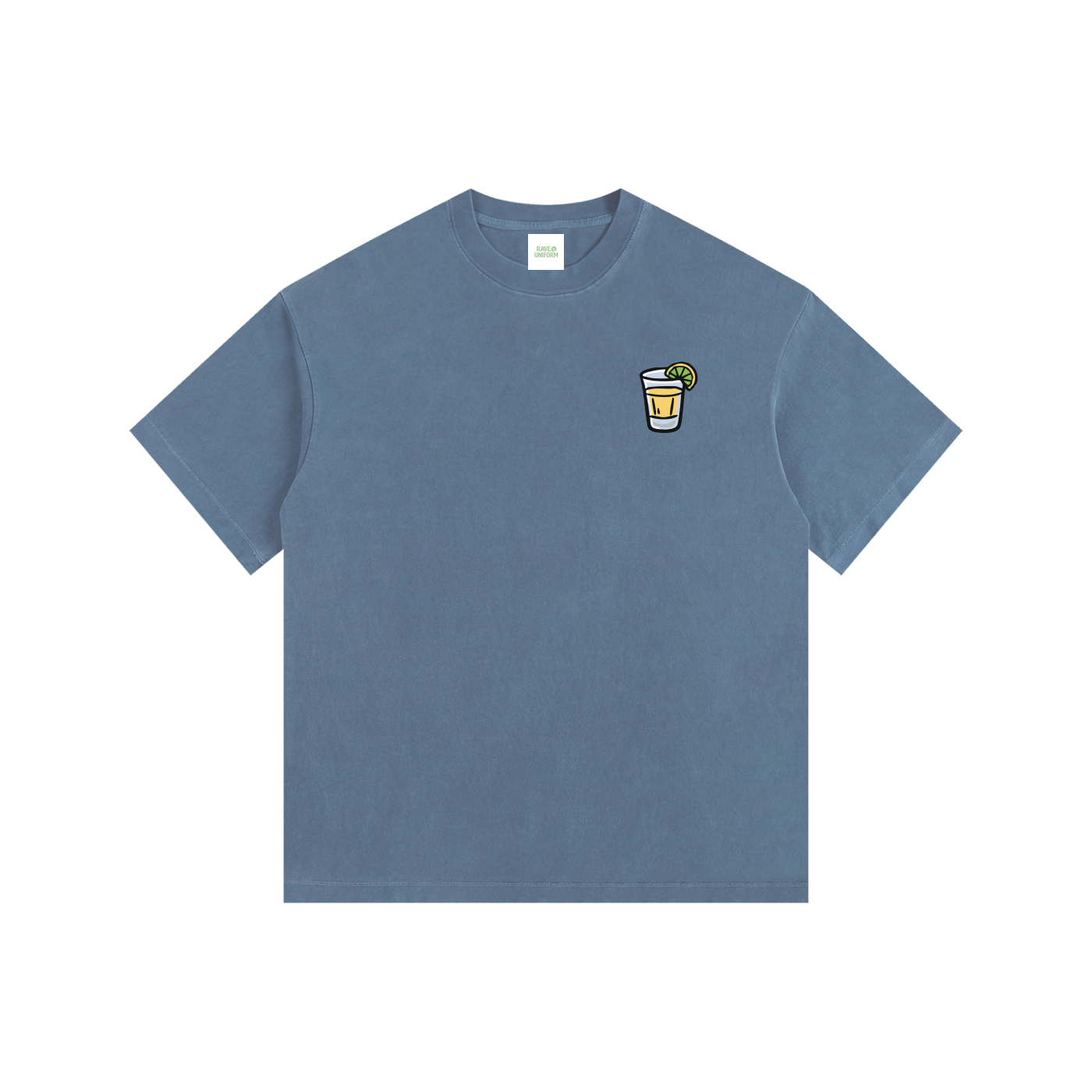 Techno & Tequila Oversized T-Shirt in Royal Blue detail view by Rave Uniform