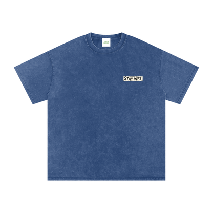 Stay Hydrate Oversized Vintage T-Shirt in Dark Blue detail view by Rave Uniform