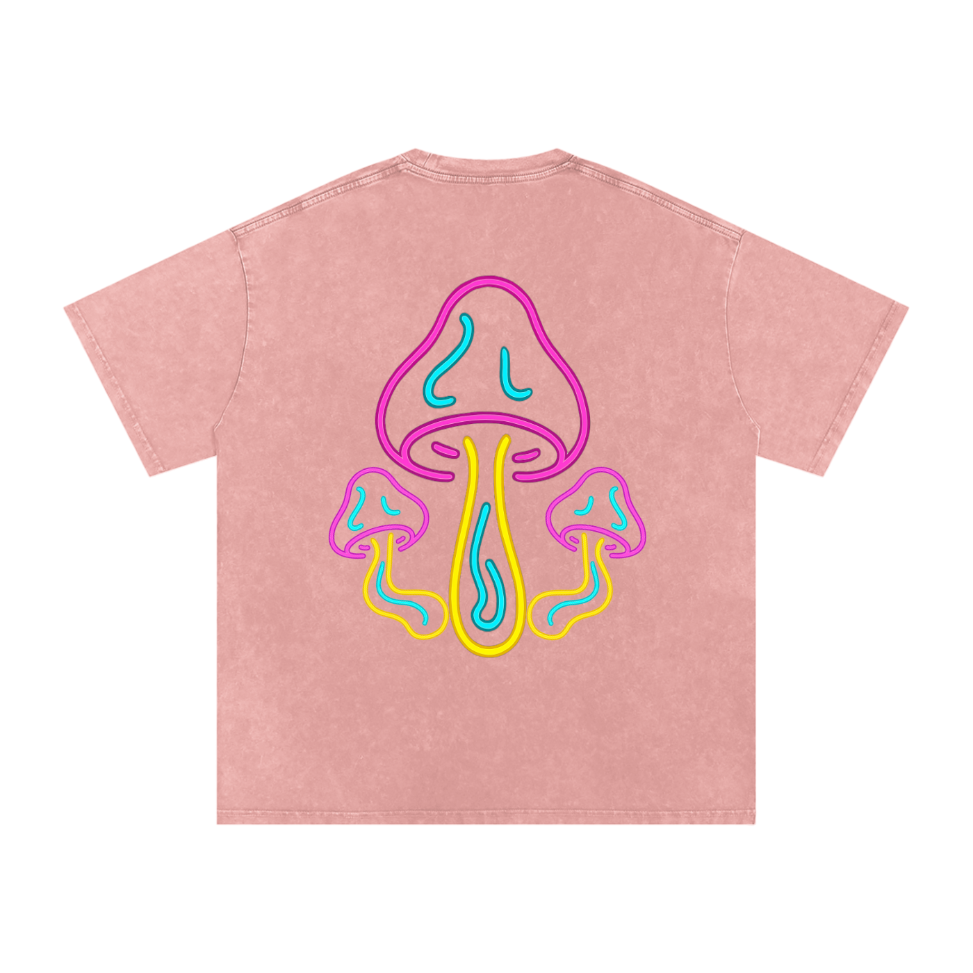 Glowing Mushroom Oversized Vintage T-Shirt in Light Pink detail view by Rave Uniform