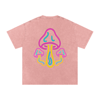 Glowing Mushroom Oversized Vintage T-Shirt in Light Pink detail view by Rave Uniform