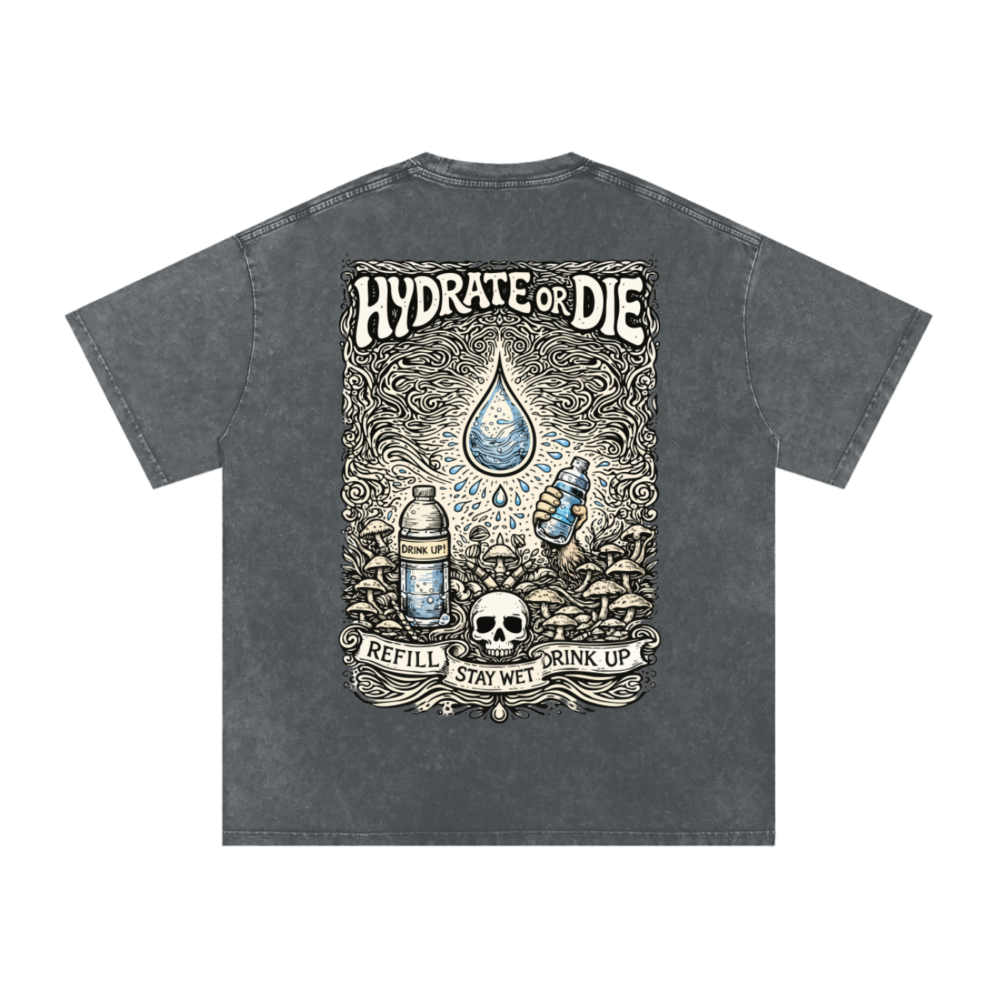 Stay Hydrate Oversized Vintage T-Shirt in Pirate Gray alternate view by Rave Uniform