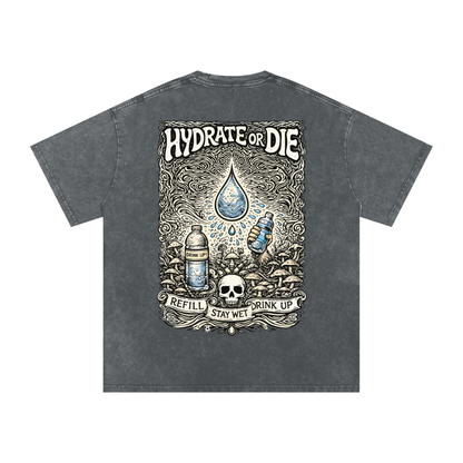 Stay Hydrate Oversized Vintage T-Shirt in Pirate Gray alternate view by Rave Uniform