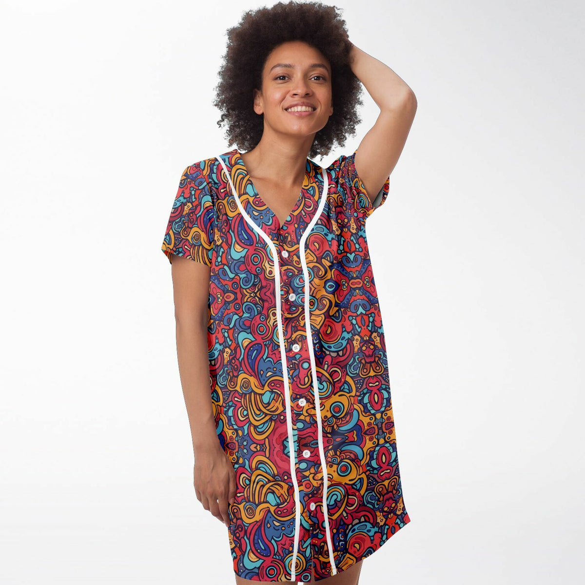 Molten Spring Baseball Jersey Dress, front, on model