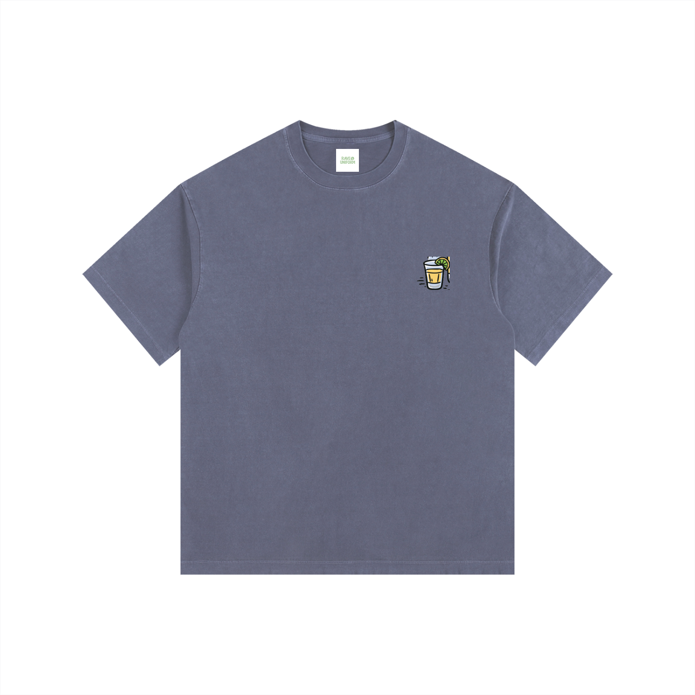 Techno & Tequila Oversized T-Shirt in Navy Blue detail view by Rave Uniform