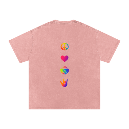 PLUR Oversized Vintage T-Shirt in Light Pink detail view by Rave Uniform