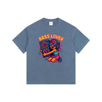 Bass Lover Oversized T-Shirt in Royal Blue detail view by Rave Uniform