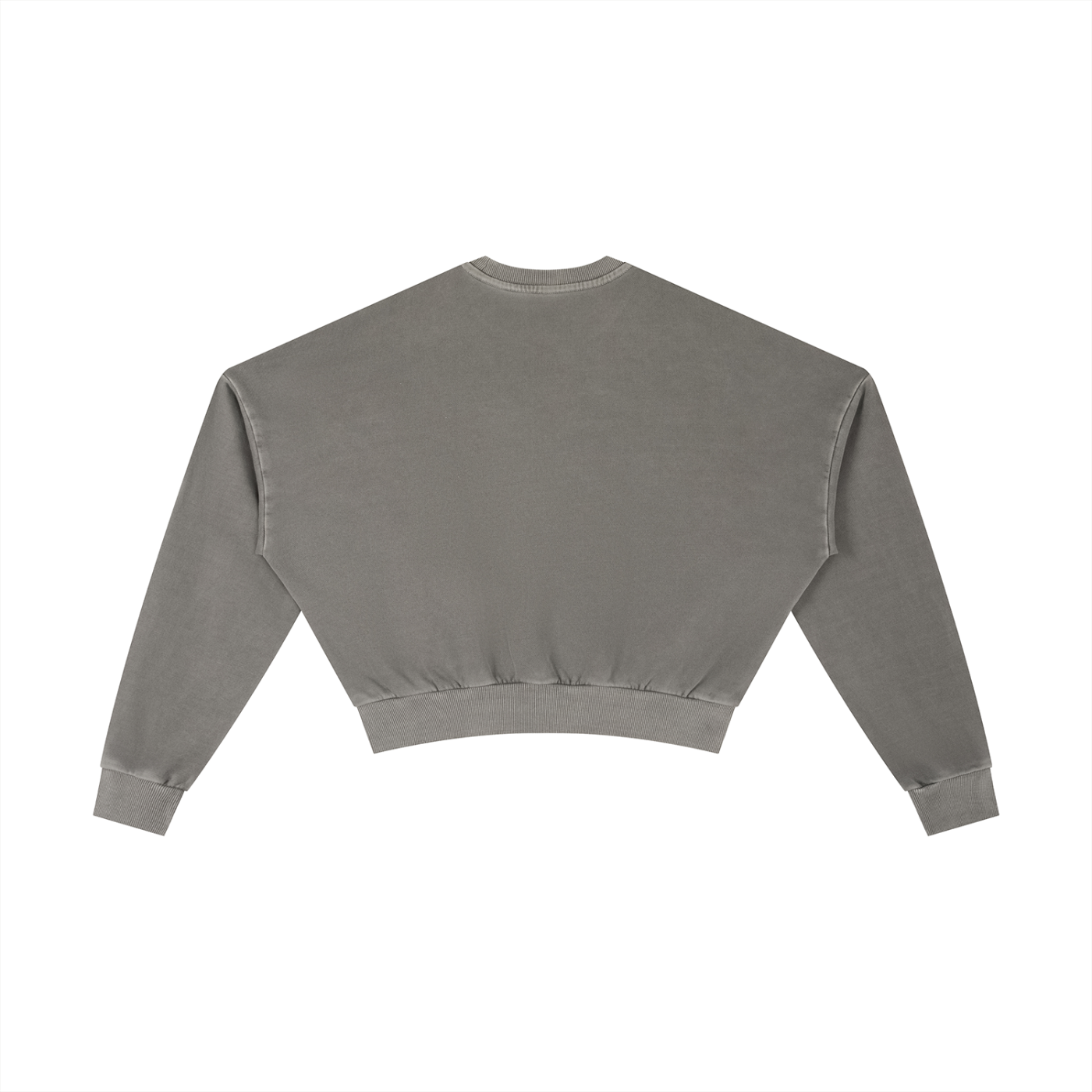 Smiley Cropped Clinched Waist Sweater in Dark Gray alternate view by Rave Uniform