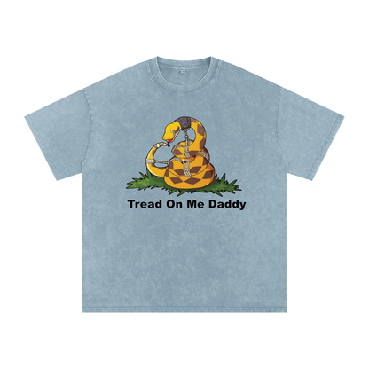 Tread On Me Oversized Vintage T-Shirt in Blue Jeans detail view by Rave Uniform