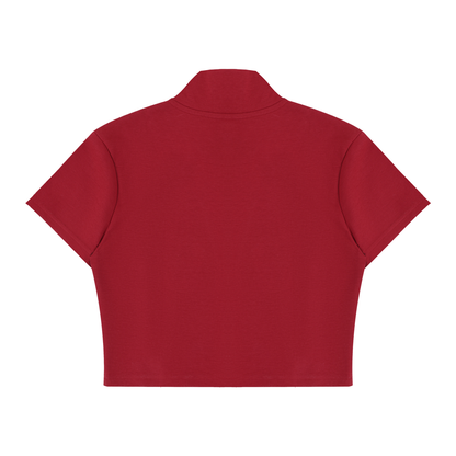 Vinyl Love Cropped Zip-Up T-Shirt - Rave Uniform Detail View