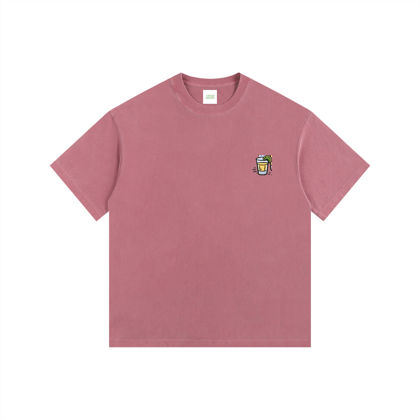 Techno & Tequila Oversized T-Shirt in Ancora Red detail view by Rave Uniform