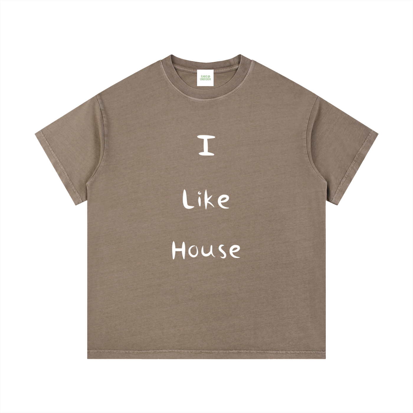 I Like House T-Shirt in Coffee detail view by Rave Uniform