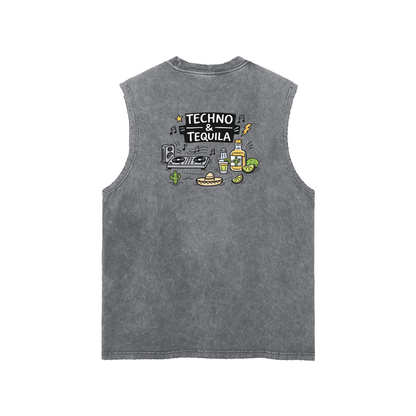 Techno & Tequila Tank Top in Dark Gray alternate view by Rave Uniform