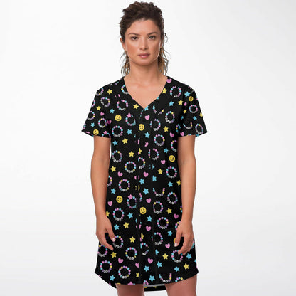 Kandi Baseball Jersey Dress, front, on model