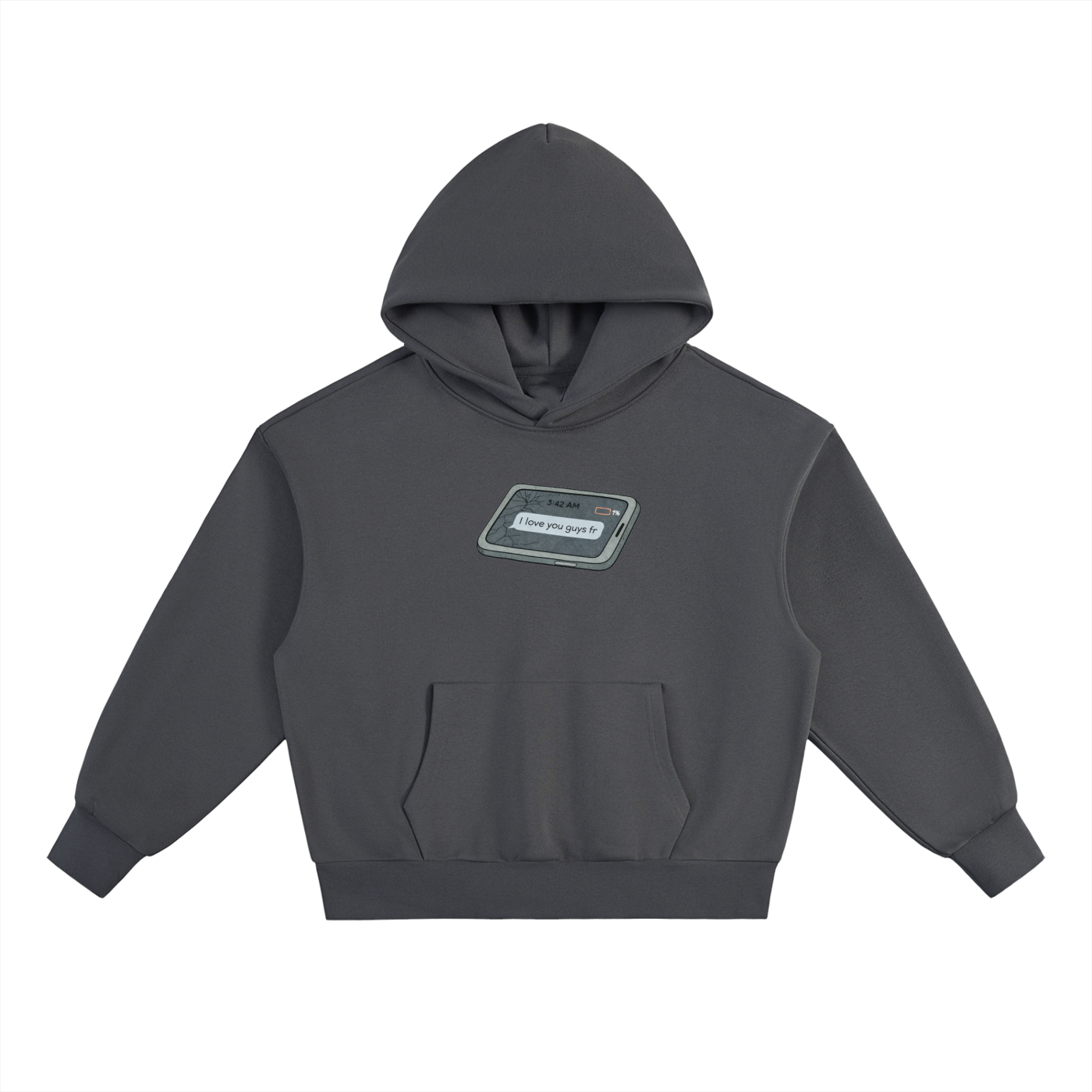 Love U Heavyweight Hoodie in Charcoal Gray by Rave Uniform