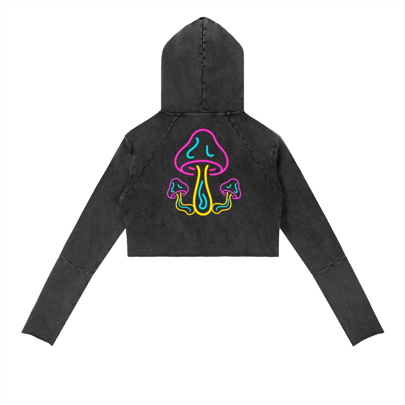Glowing Mushroom Hoodie in Washed Black alternate view by Rave Uniform
