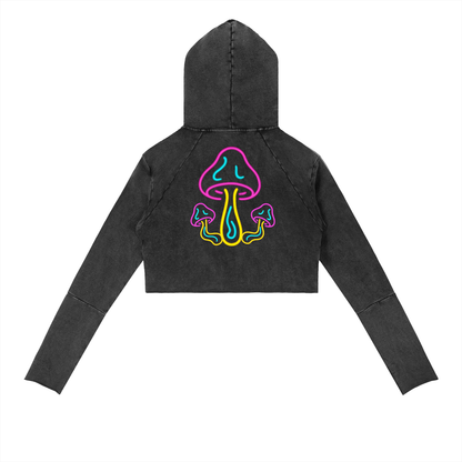 Glowing Mushroom Hoodie in Washed Black alternate view by Rave Uniform