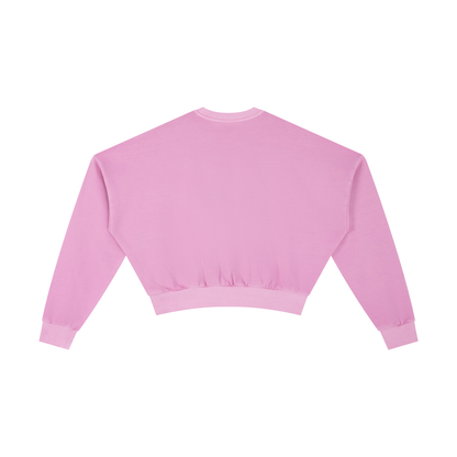 Smiley Cropped Clinched Waist Sweater in Apricot alternate view by Rave Uniform