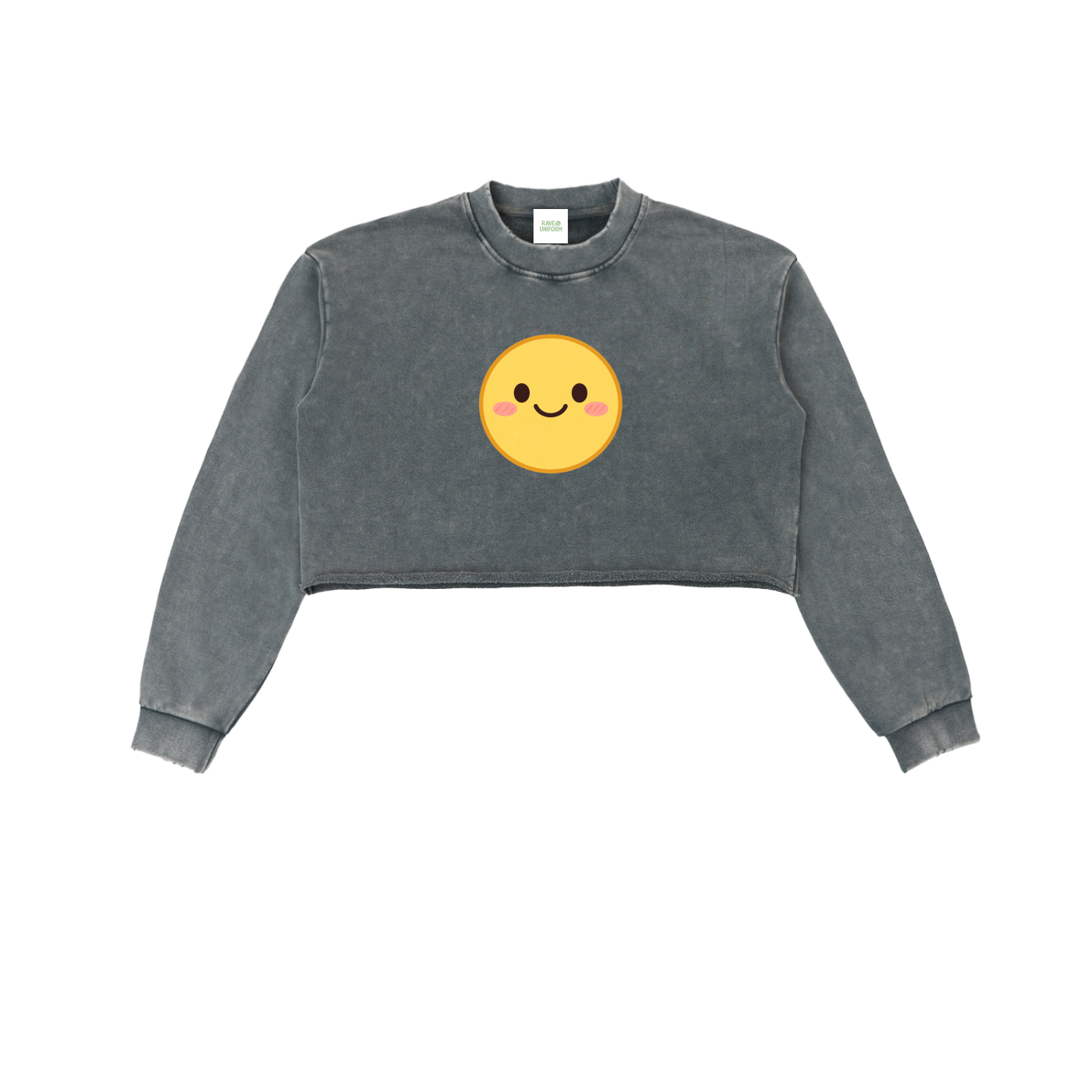 Smiley Cropped Sweatshirt in Gray by Rave Uniform