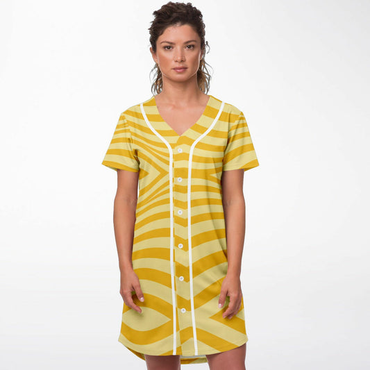 Banana Split Baseball Jersey Dress, front, on model