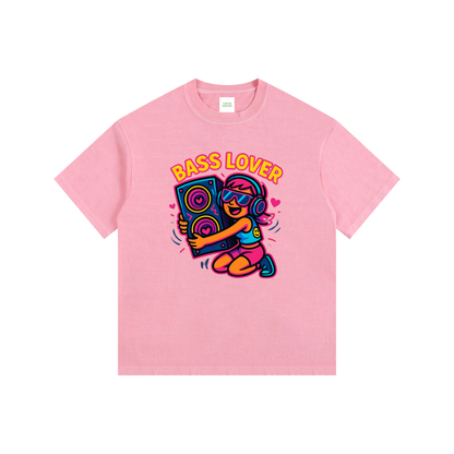 Bass Lover Oversized T-Shirt in Pink by Rave Uniform