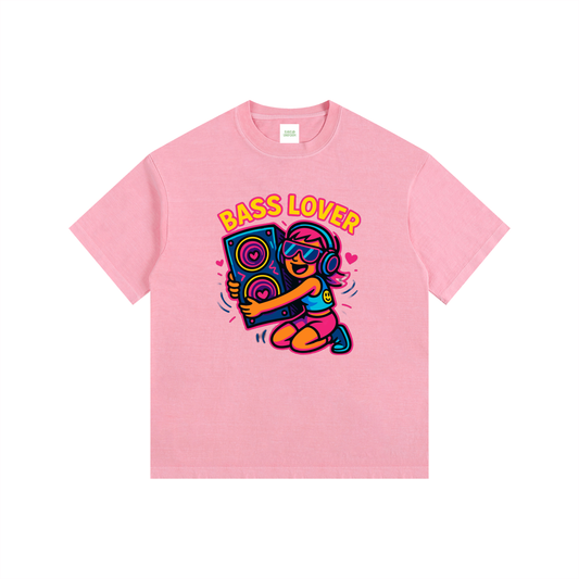 Bass Lover Oversized T-Shirt in Pink by Rave Uniform