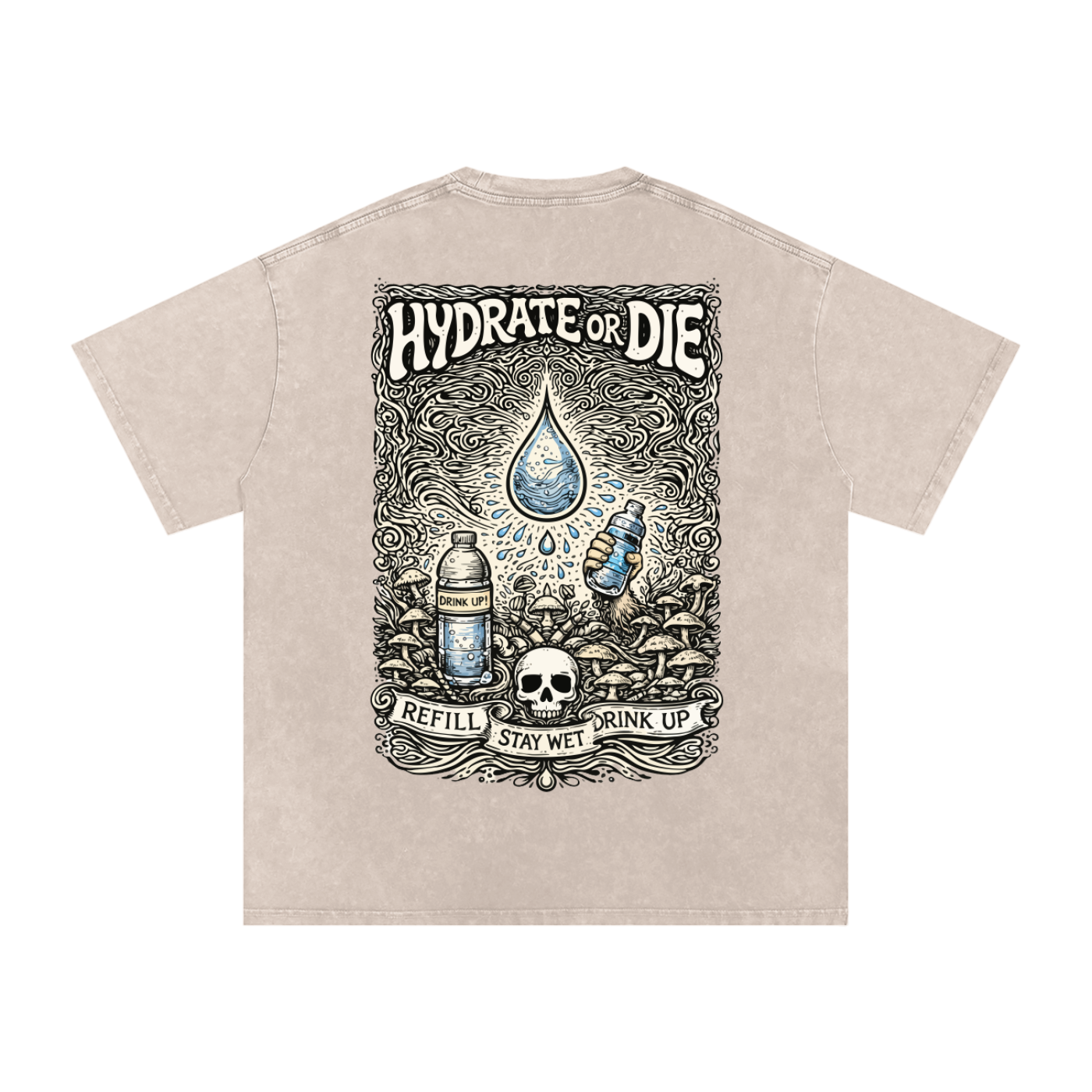 Stay Hydrate Oversized Vintage T-Shirt in Apricot alternate view by Rave Uniform