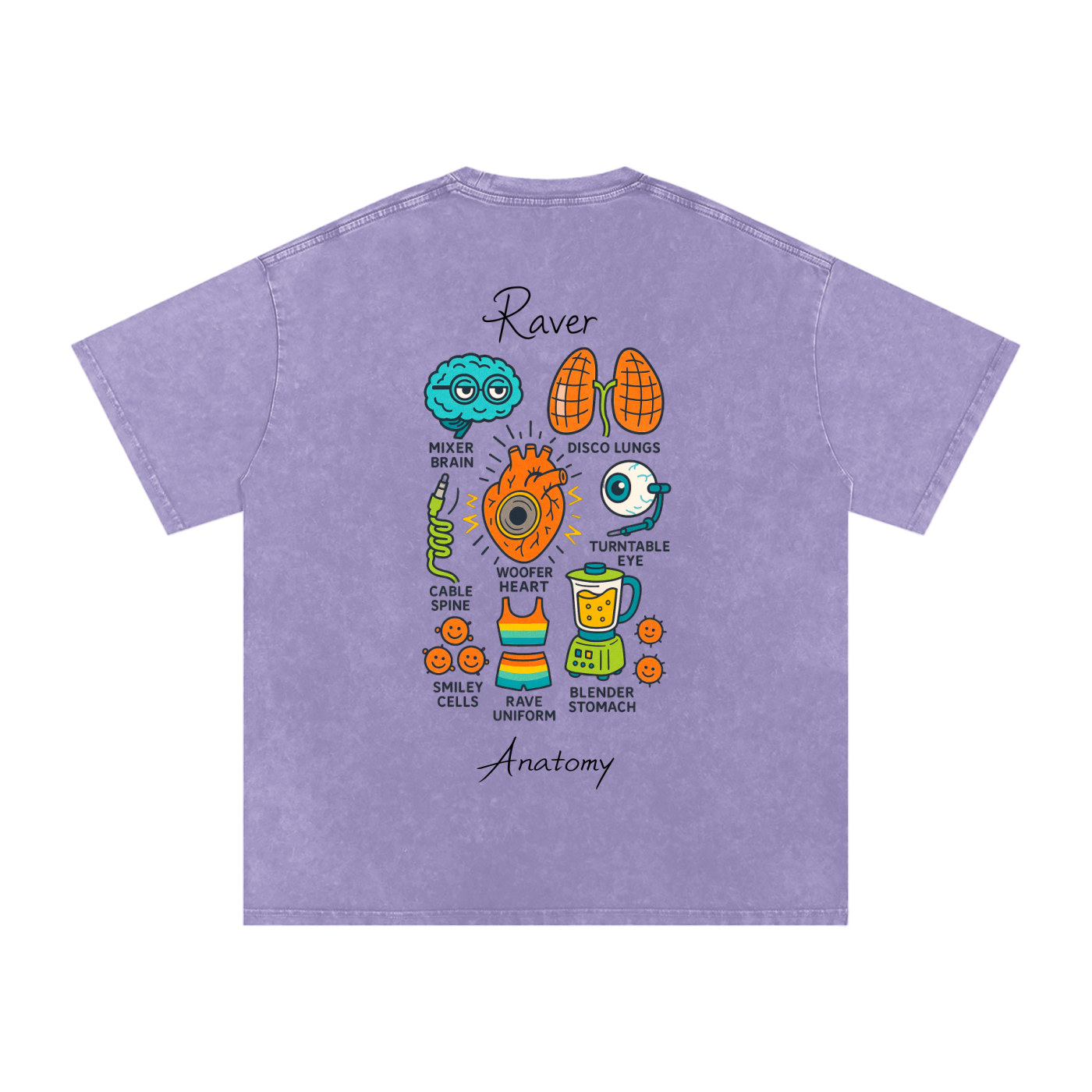 Raver Anatomy Oversized Vintage T-Shirt in Light Purple alternate view by Rave Uniform