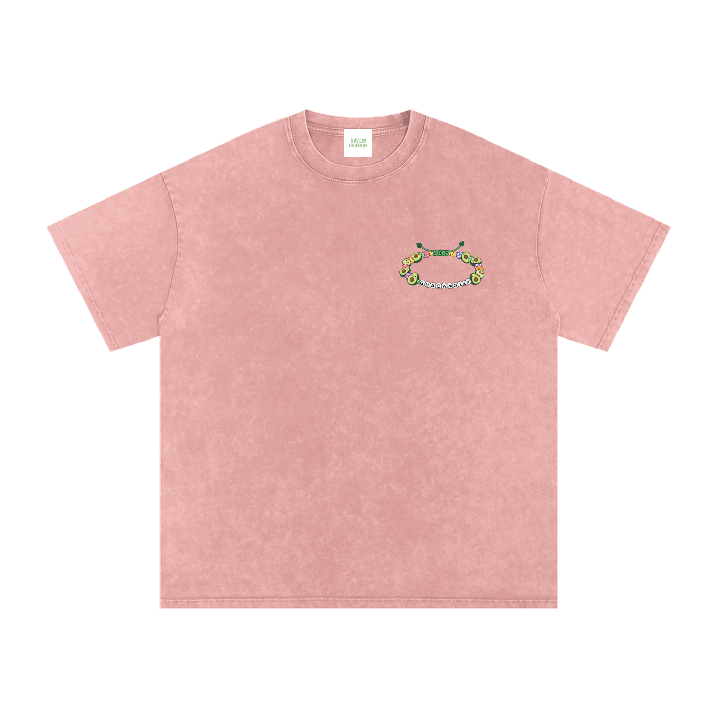 Holy Guacamolly Oversized Vintage T-Shirt in Light Pink detail view by Rave Uniform