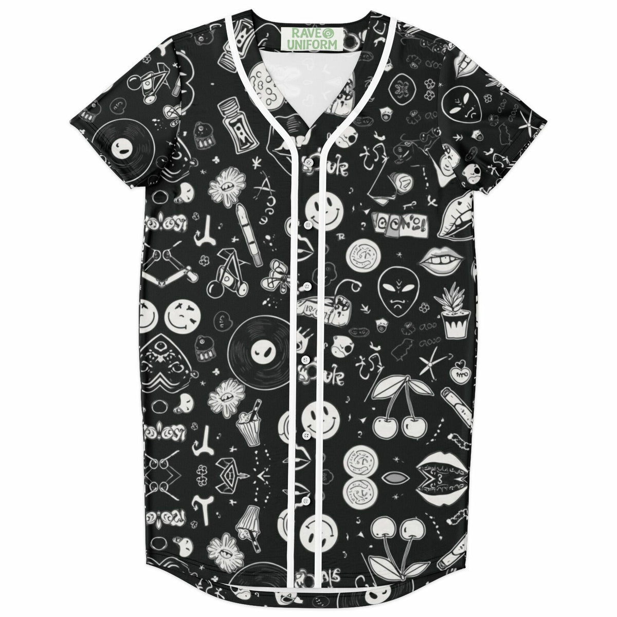 Stoner Doodles Baseball Jersey Dress, front, flat lay
