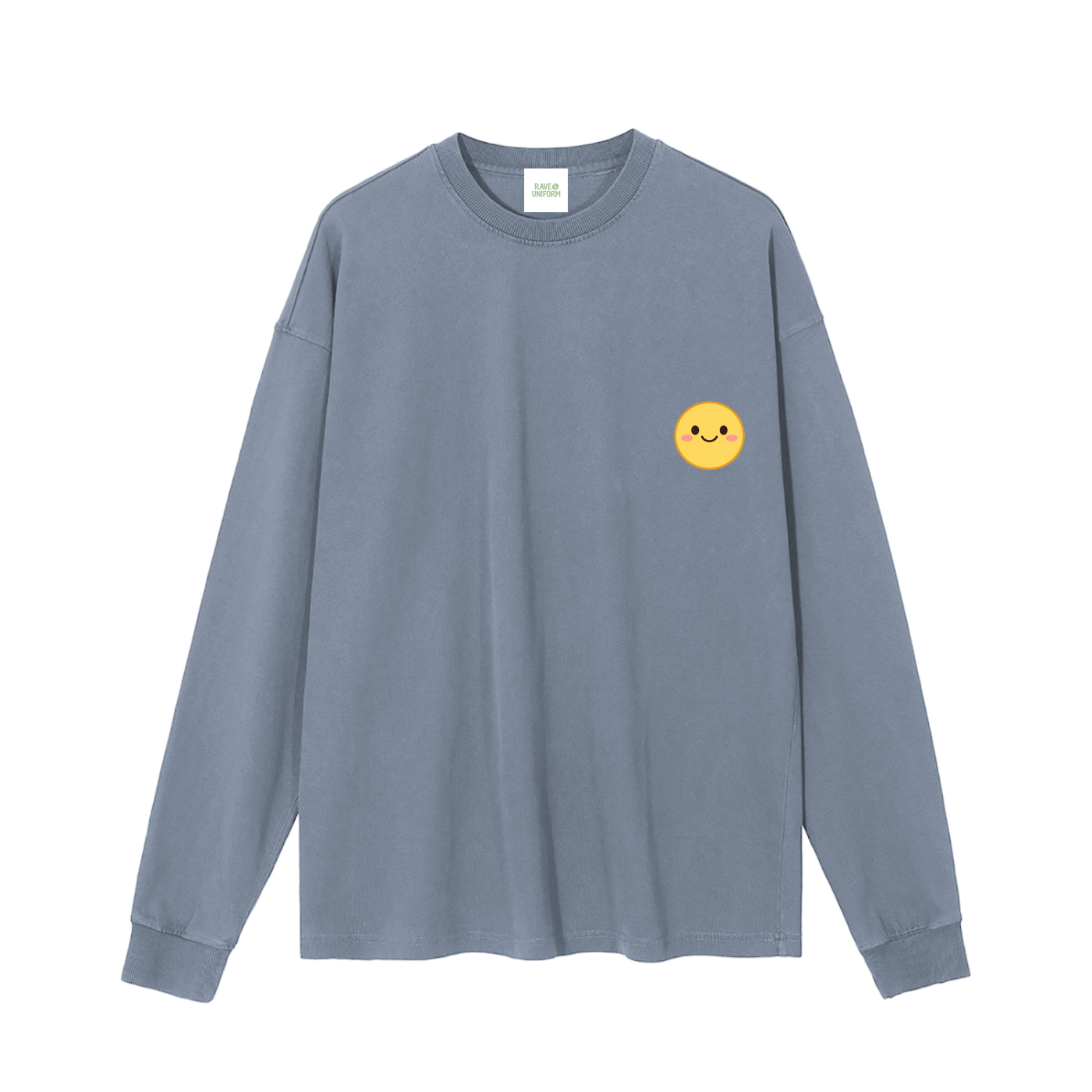 Smiley Long Sleeve T-Shirt in Gray Blue by Rave Uniform