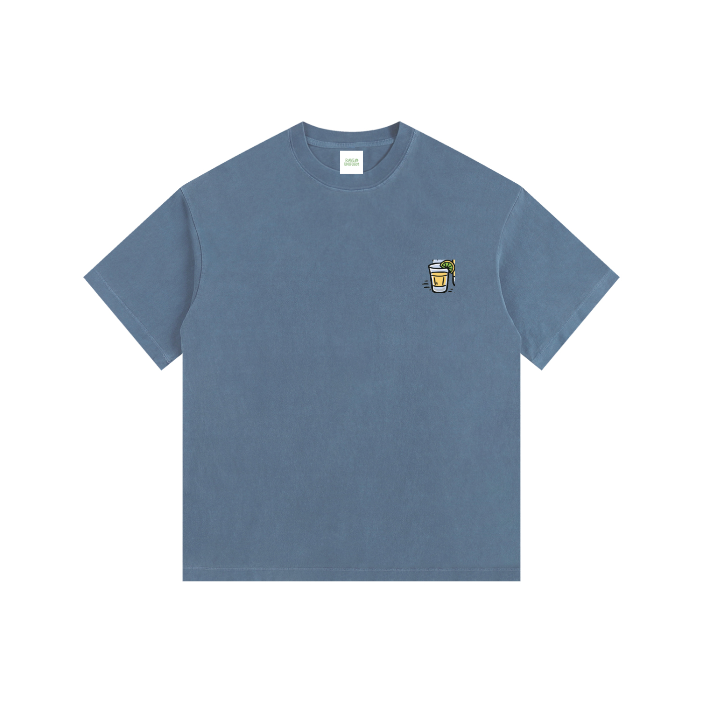Techno & Tequila Oversized T-Shirt in Royal Blue detail view by Rave Uniform